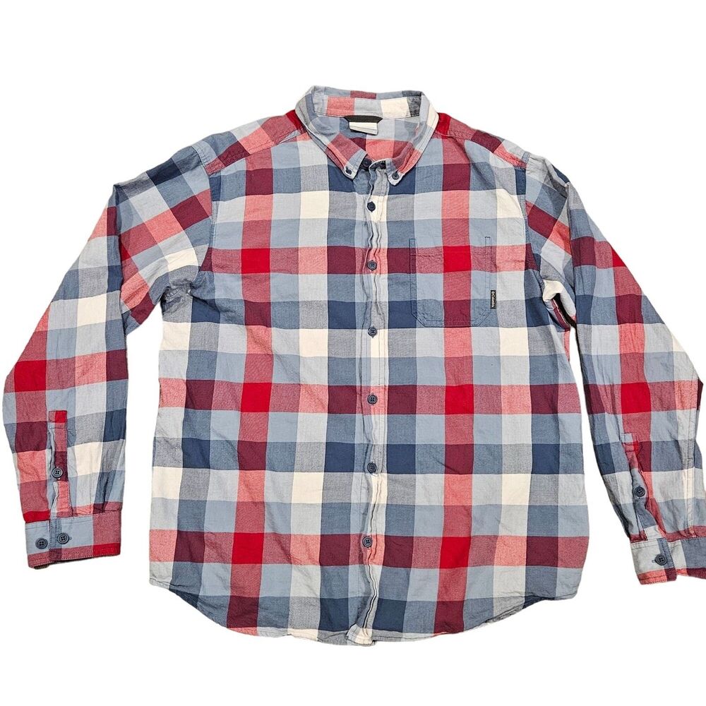Columbia Men's Plaid Checkered Long Sleeve Button Down Shirt Size Large